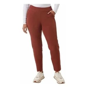 32° Cool Women's Pocketed Stretch Travel Pants in Warm Toasted Brown Size XL